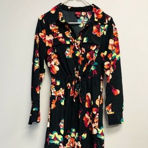 Merona Women's Draped Blouse Top Black Orange • M